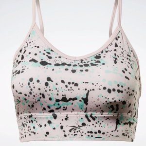 Reebok Workout Ready Printed Sports Bra in Frost Berry